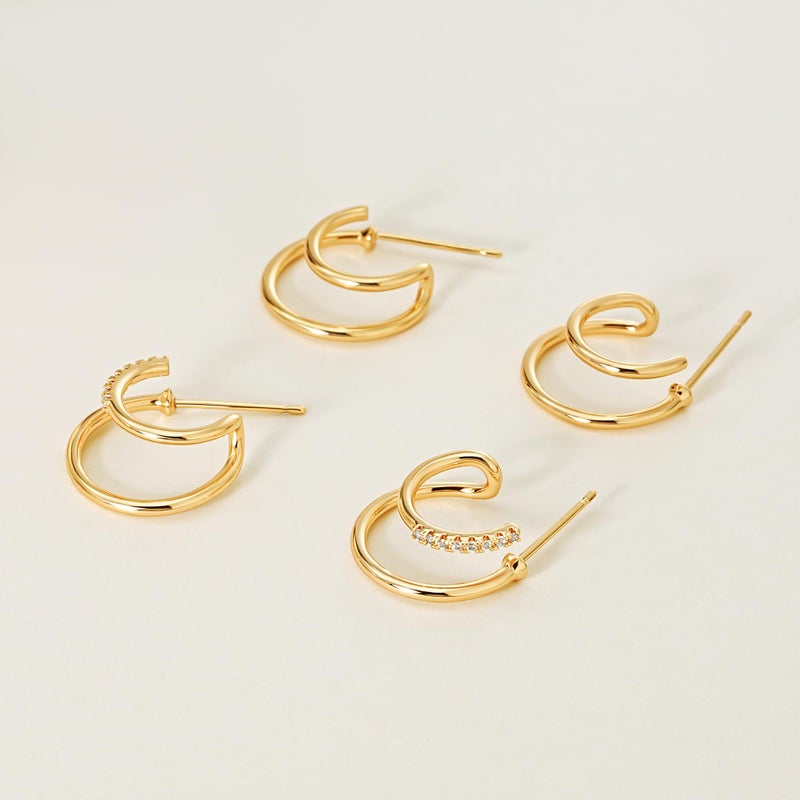 LOYATA Double Hoop Earrings for Women 14K Gold Plated Hypoallergenic Small Huggie Hoop Earrings Gold Hoops Twist Stud Earrings Trendy Illusion Ear Jewelry for Women Gifts - Image 5